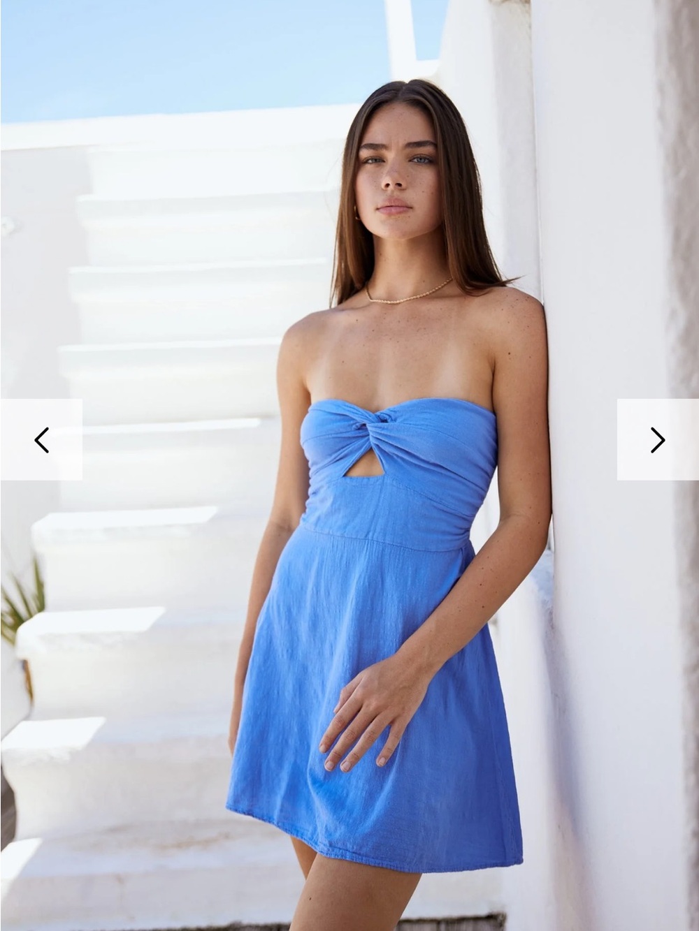 Blanco by Nature Mini Strapless Dress - 100% Cotton - Size L - Periwinkle Blue